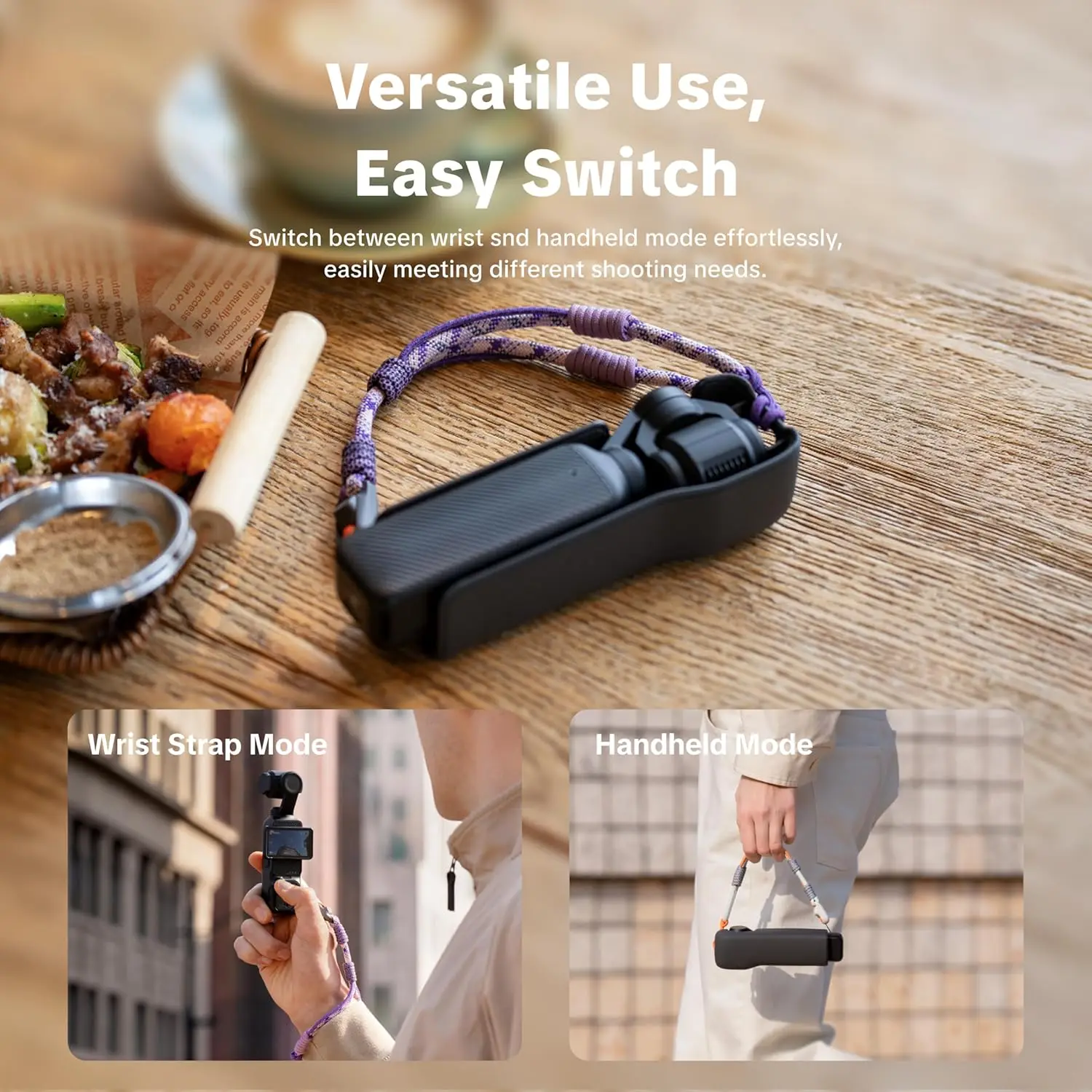 Pasek na rękę PGYTECH do DJI Osmo Pocket 3/4, szybkozłączny pasek ochronny na nadgarstek, wytrzymały poliester o wysokiej wytrzymałości — zdjęcie produktu 2
