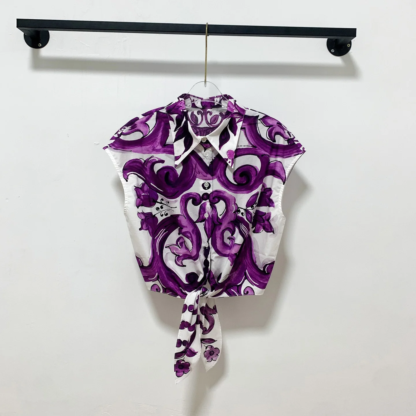 

Faionable ort Женская праздничная одежда с принтом Svel irt Топ с высокой талией Свободный крой Универсальный синий фарфоровый принт