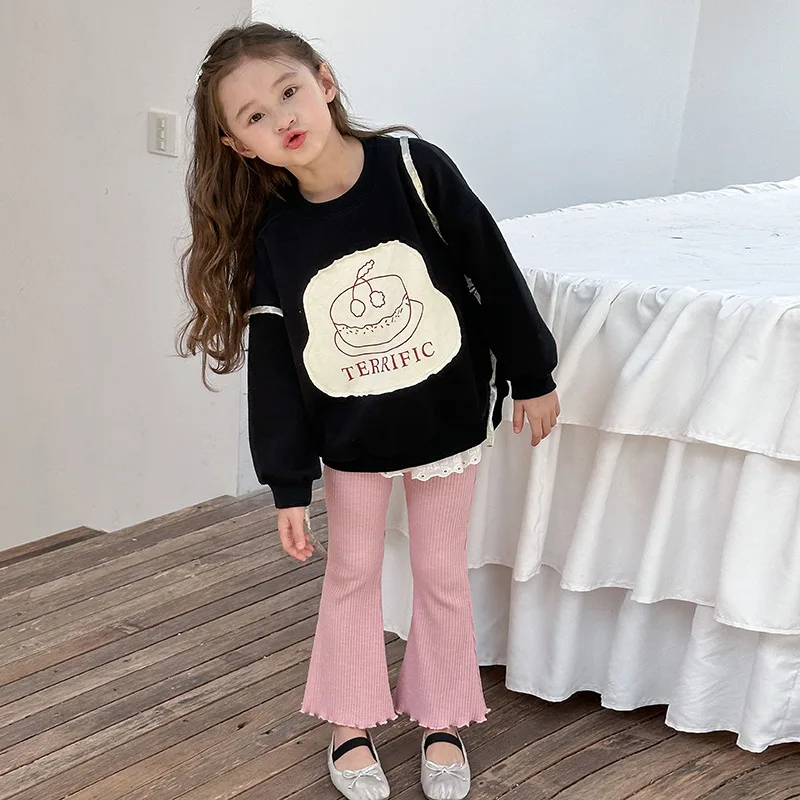 Children Clothing Casual All Match Comfortable Hoodie 2024 Autumn New Girl Korean Style Fashion Cartoon Design Sense Pullover