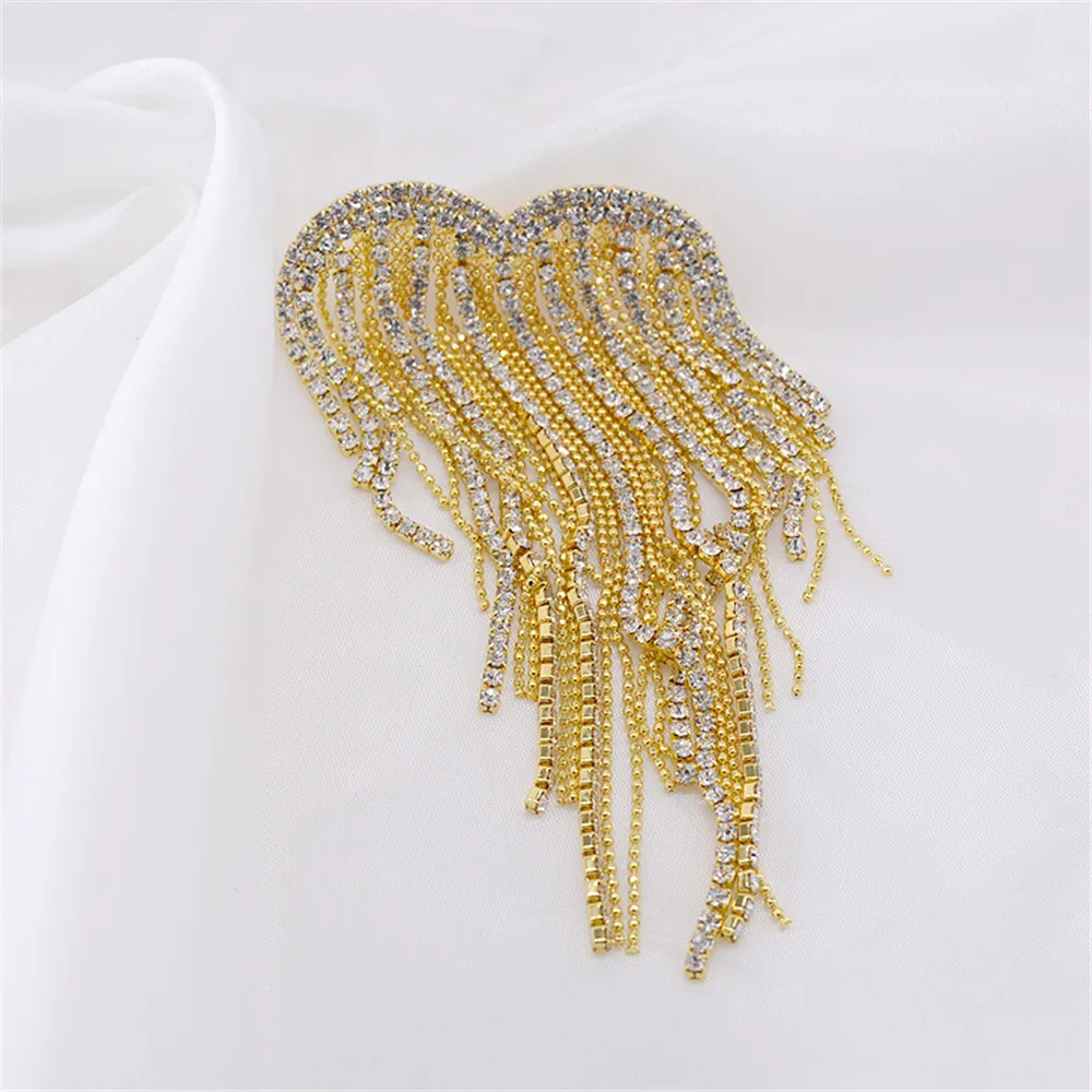 Heart Shape Flash Rhinestone Tassels Brooches for Women Weddings Party Office Brooch Pins Sweater Cardigan Accessories Gifts