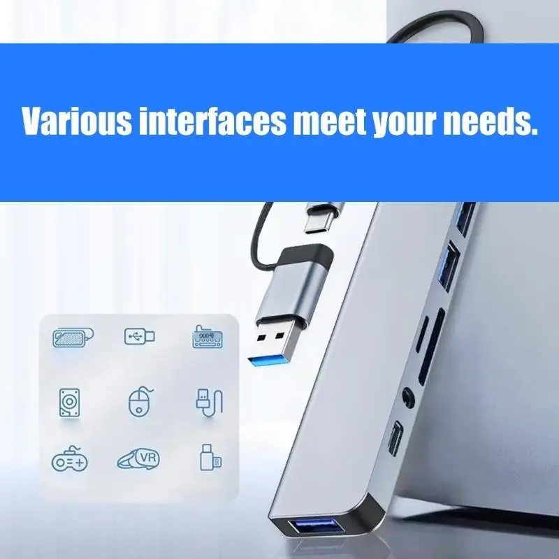 

C90F 8-IN-2 USB3.0 USB C HUB Dock Station 5Gbps Speed Transmission USB Splitter Type C to USB3.0 Adapter For Laptop