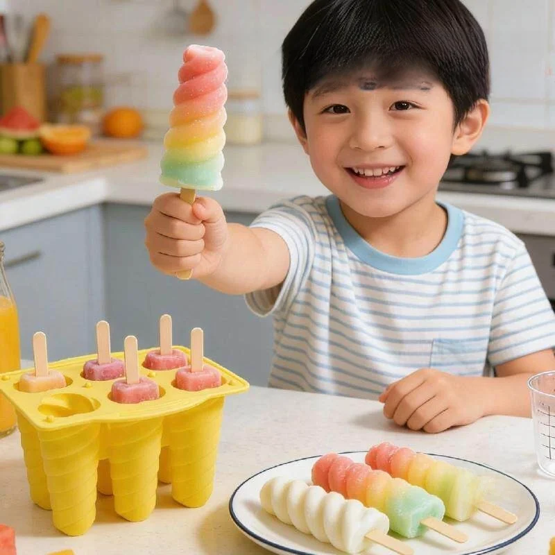Food Grade Silicone Ice Cream Mold for Kids Spiral Shape Ice DIY Kitchen Cooking Tools Home Use Ice Cream Maker Mold