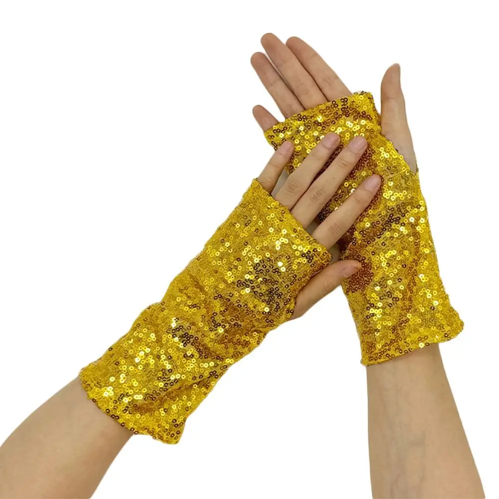 أزياء خمر الترتر قفازات مشرقة أصابع تأثيري القفازات القوطية الشرير الرقص قفازات نادي الحفلات