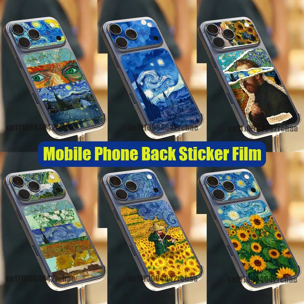 

For V-Van G-Gogh iPhone 17 Pro Max Phone Back Sticker Film Decal Skin Wrap DIY Custom Stickers Full Cover