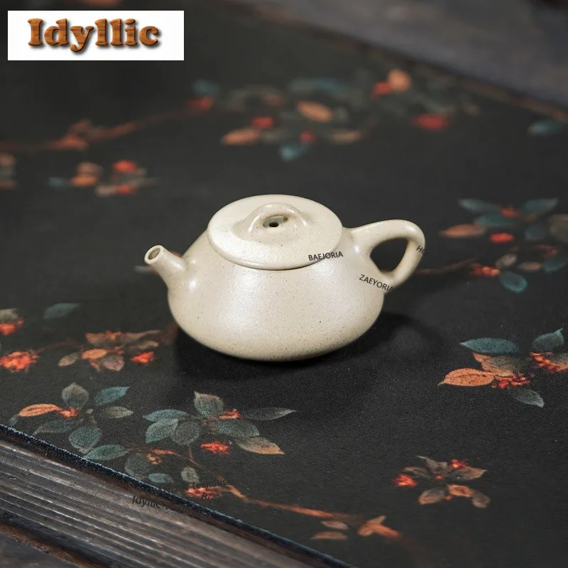 

100ml Luxury Yixing Purple Clay Teapots Handmade Stone Scoop Pot Raw Ore Benshan Green Mud Tea Making Kettle Chinese Zisha Gifts