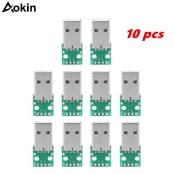 USB to DIP Board USB Type A Male Plug to DIP Adapter Board 4 Pin 2.54mm Pitch Adapter for DIY USB Power Supply Breadboard