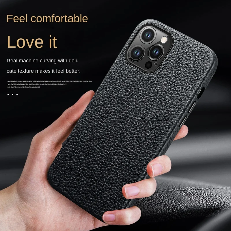 Magnetic Genuine Leather Case for iPhone 15 Pro Max 14 Plus 13 12 Wireless Charging Luxury First-Layer Cowhide Back Cover