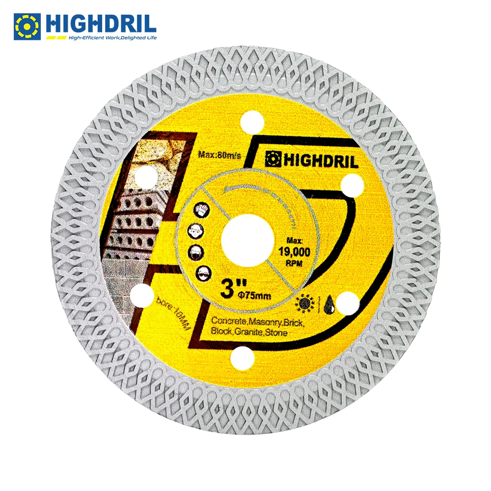HIGHDRIL Diamond X-Mesh Cutting Wheel Disc 3-inch/75mm Saw Blade Clinker Granite Marble Ceramics 1/2/3/5pcs Cutting Plate
