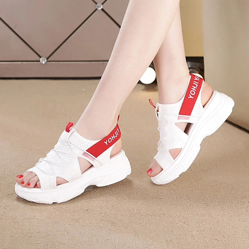 

Comemore Fashionable Luxury Sports Sandals Elastic With White Chunky Thick-soled Platform Sneakers 2024 Summer New Women's Shoes