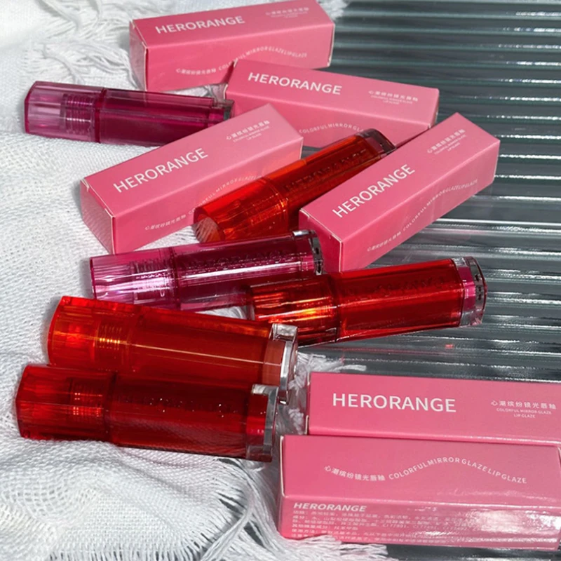 HERORANGE Gloss Labial Espelhado Hidratante Líquido Batom à Prova d'Água de Longa Duração Iluminador Não Desbotável