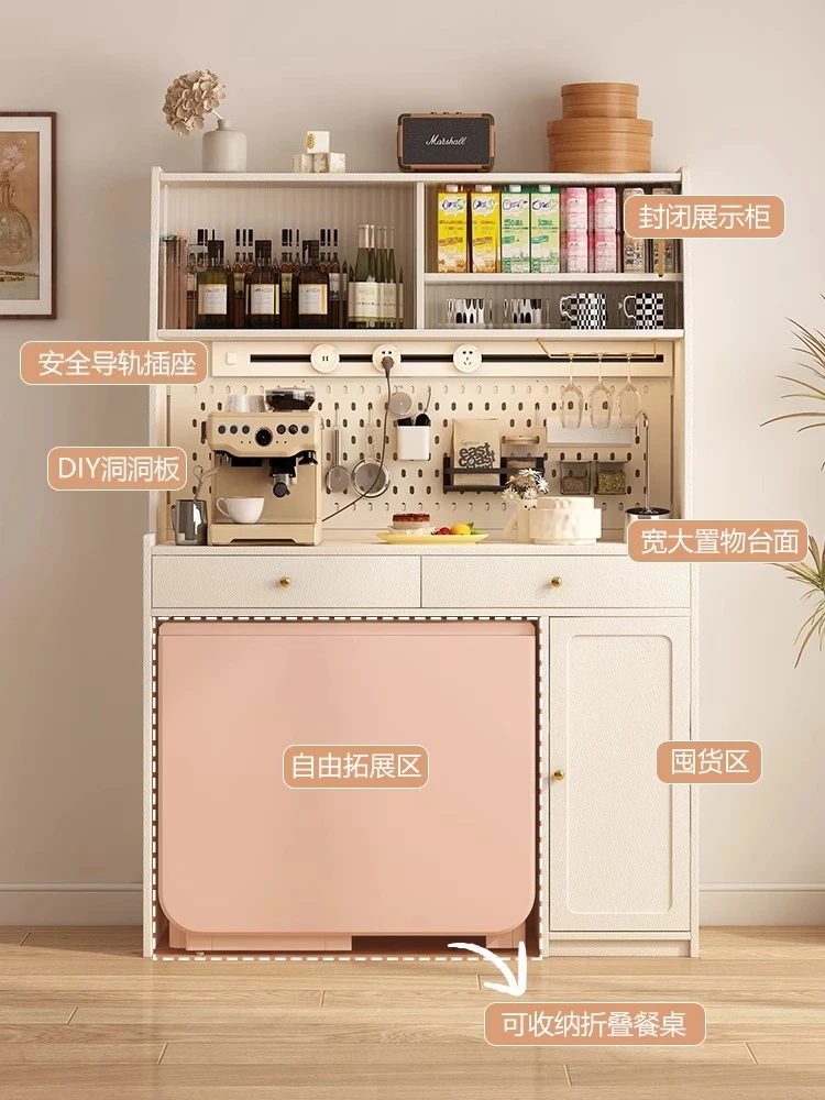 Solid wood, folding, side cabinet, dining table, integrated, against the wall, can be embedded, small apartment