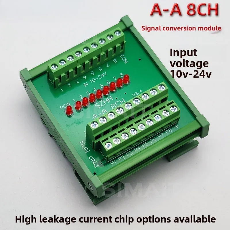 A-A 8CH Optocoupler Isolation Board 8 Channels High and Low Level Signal Conversion NPN and PNP Mutual Conversion
