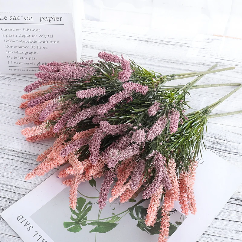 Artificial Flowers Foam Lavender Bouquet Christmas Wedding Home Decoration Indoor Outdoor Home Office Table Arrange Fake Plants