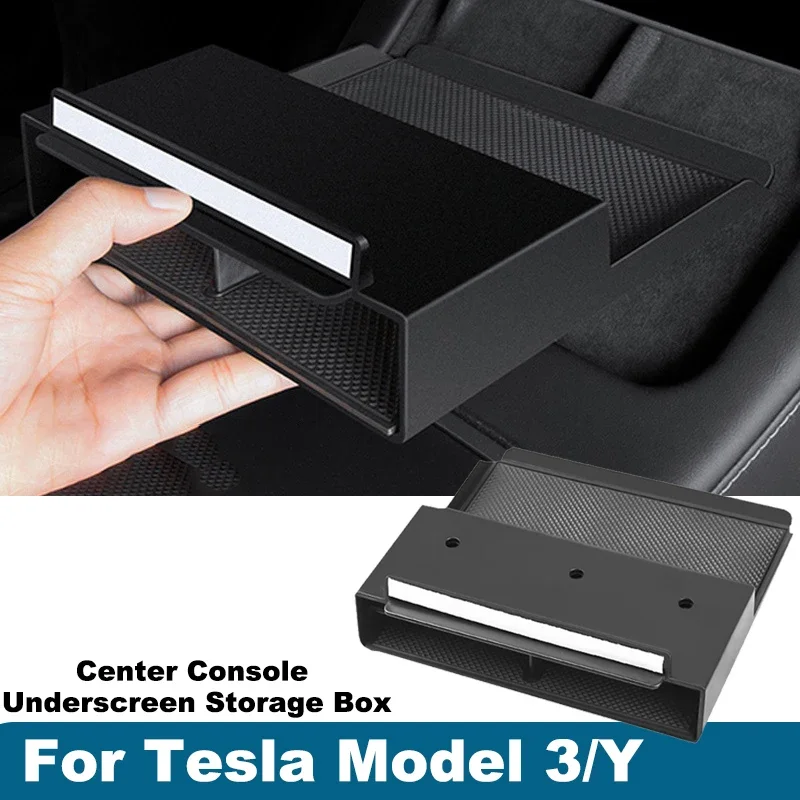 For Tesla Model 3/Y 2021-2023 Center Console Underscreen Storage Box Car Armrest Organize Storage Rack Retrofitting car Interior