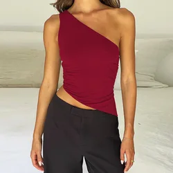 Sexy Skew Collar Off Shoulder Cross Bandage Backless Slim T Shirt Women Sleeveless Bottoming Shirt Ladies Tee Shirt Tops Mujer
