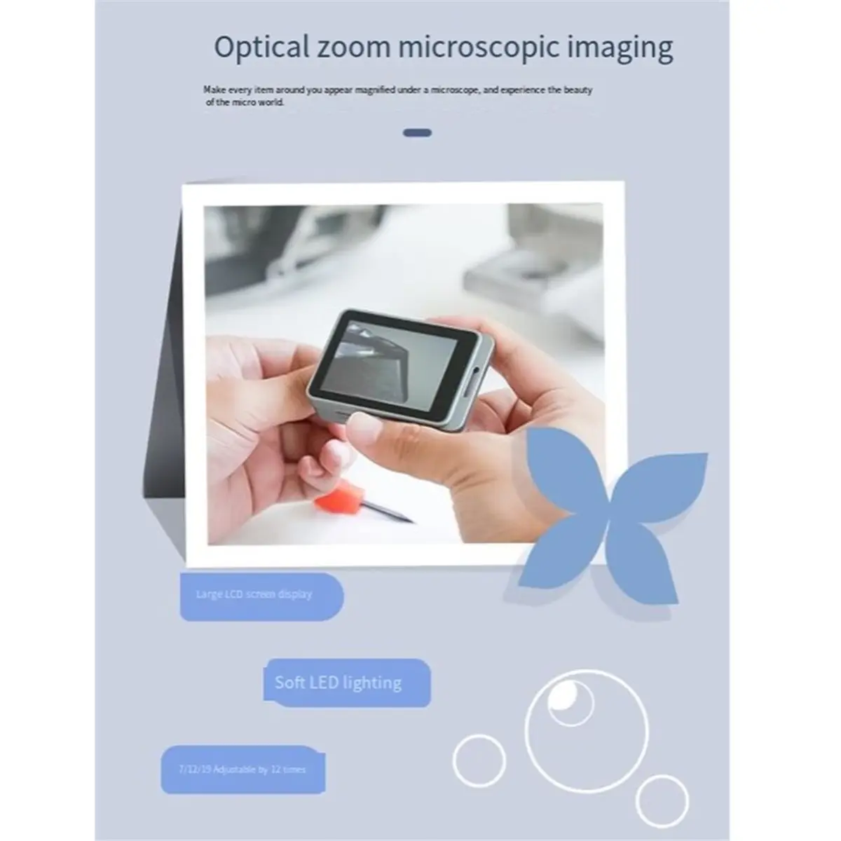 A72U Microscope Magnifying Glass with Tf Photography Record for Concave Convex Observation White Violet Light