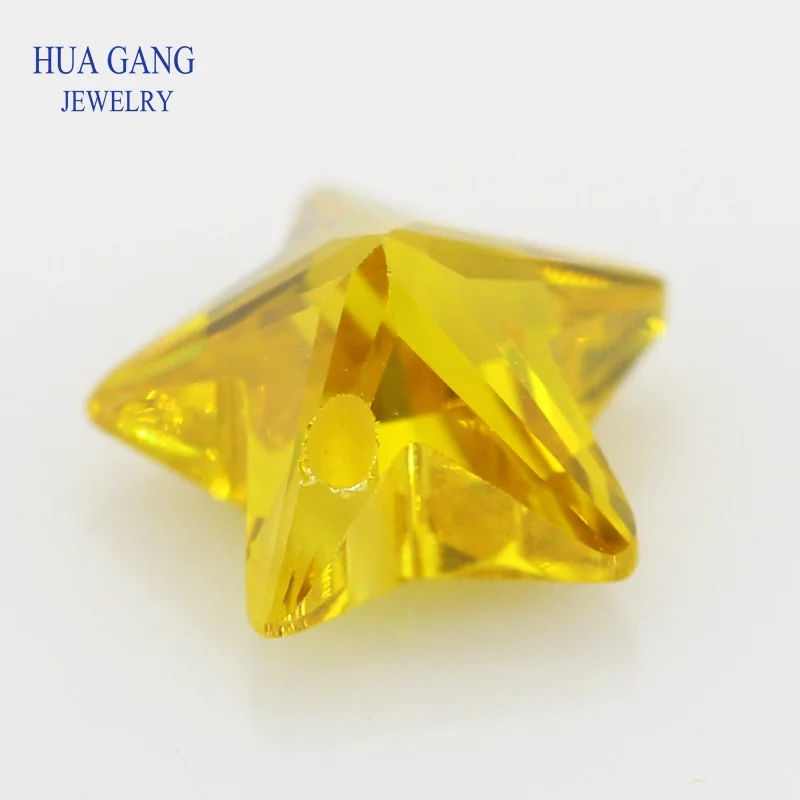 Single Hole AAAAA Star Shape Golden Cubic Zirconia Stone For Jewerly Making 4x4~10x10mm High Quality CZ color