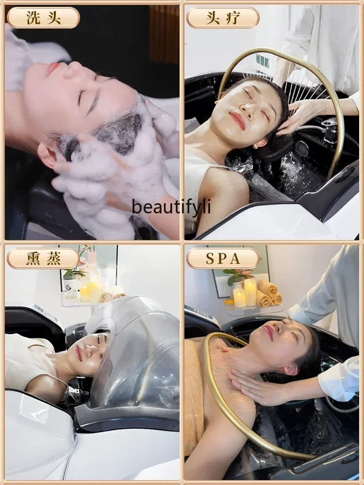 cqyIntelligent Massage Shampoo Bed Automatic Massage Couch Beauty Salon Thai Head Therapy Steaming Bed