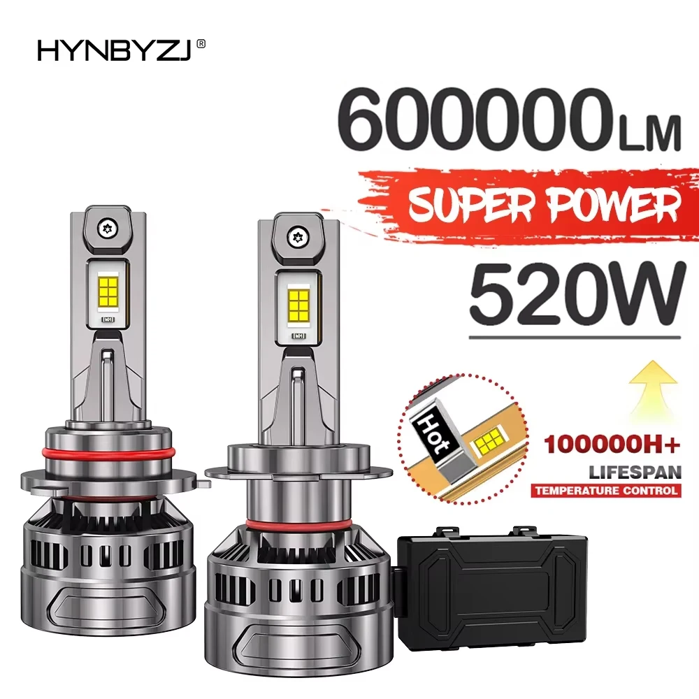 

HYNBYZJ 520W H7 LED Car Headlight H4 H11 Bulb 9012 H1 H8 H9 9005 9006 HB3 HB4 Hir2 LED Auto Lamp 6000K12V 24V