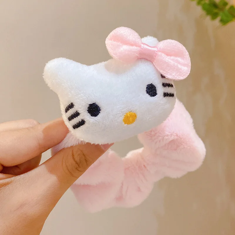 Sanrio Anime Plush Stuffed Hairpin Cartoon Figures Kuromi Cinnamoroll My Melody Cute Toys Hair Accessories Girls Birthday Gifts