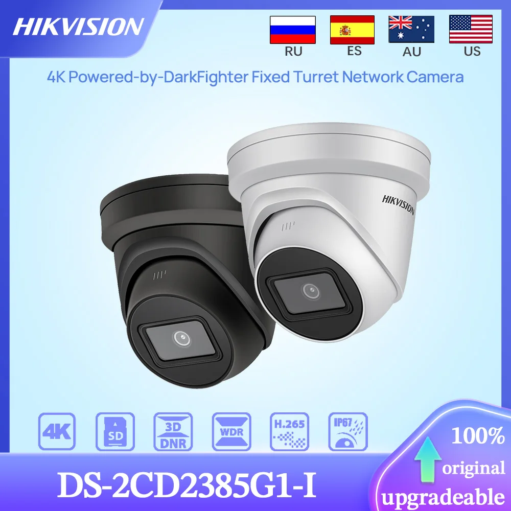 Hikvision Original DS-2CD2385G1-I 8MP 4K 30M IR Powered-by-DarkFighter Fixed Full Metal Turret POE Network IP Camera IP67 H.265+