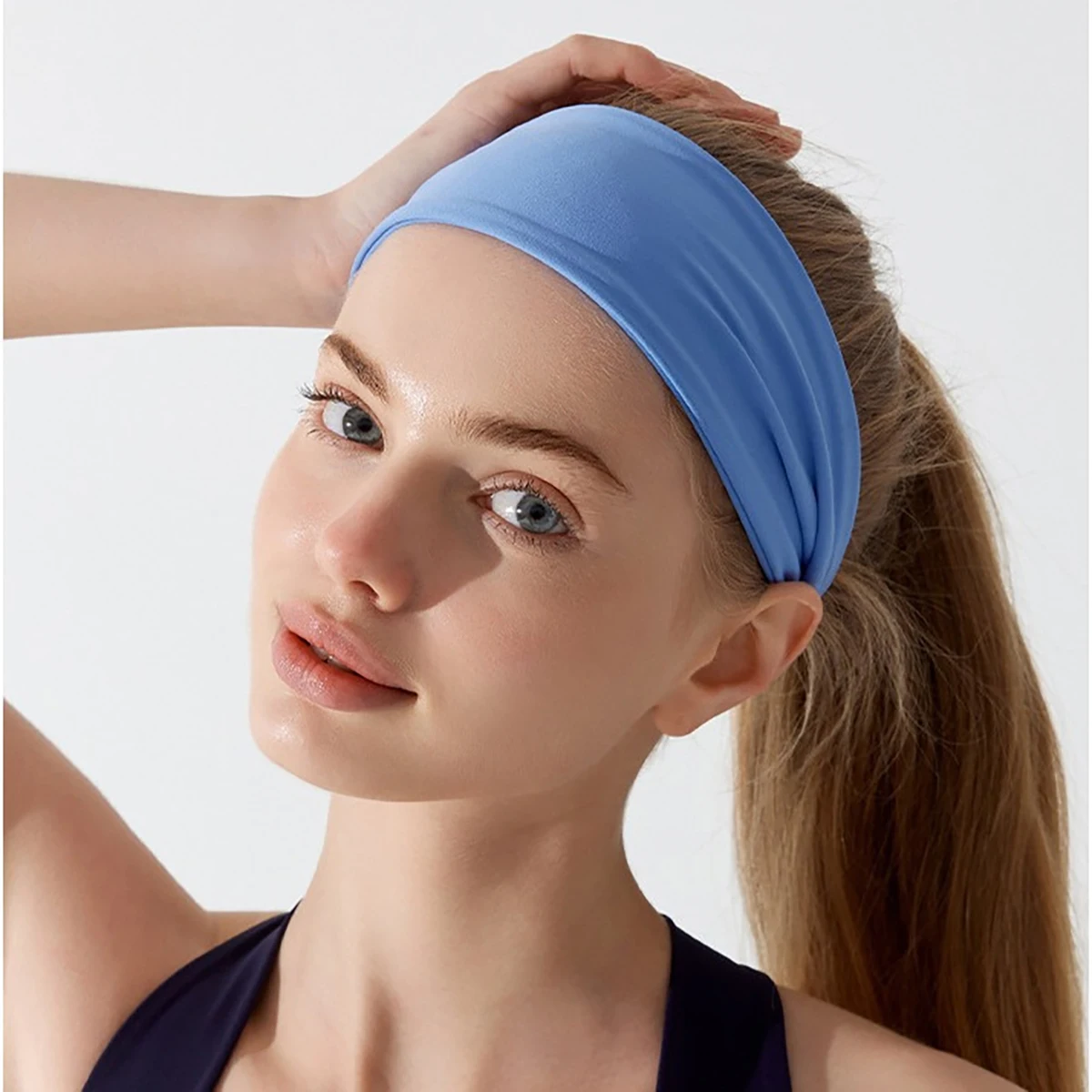 1Pcs Solid Color Sports Headband Running Fitness Women Men Sweatband Quick-Dry Elastic Cycling Jog Tennis Yoga Gym Hair Band