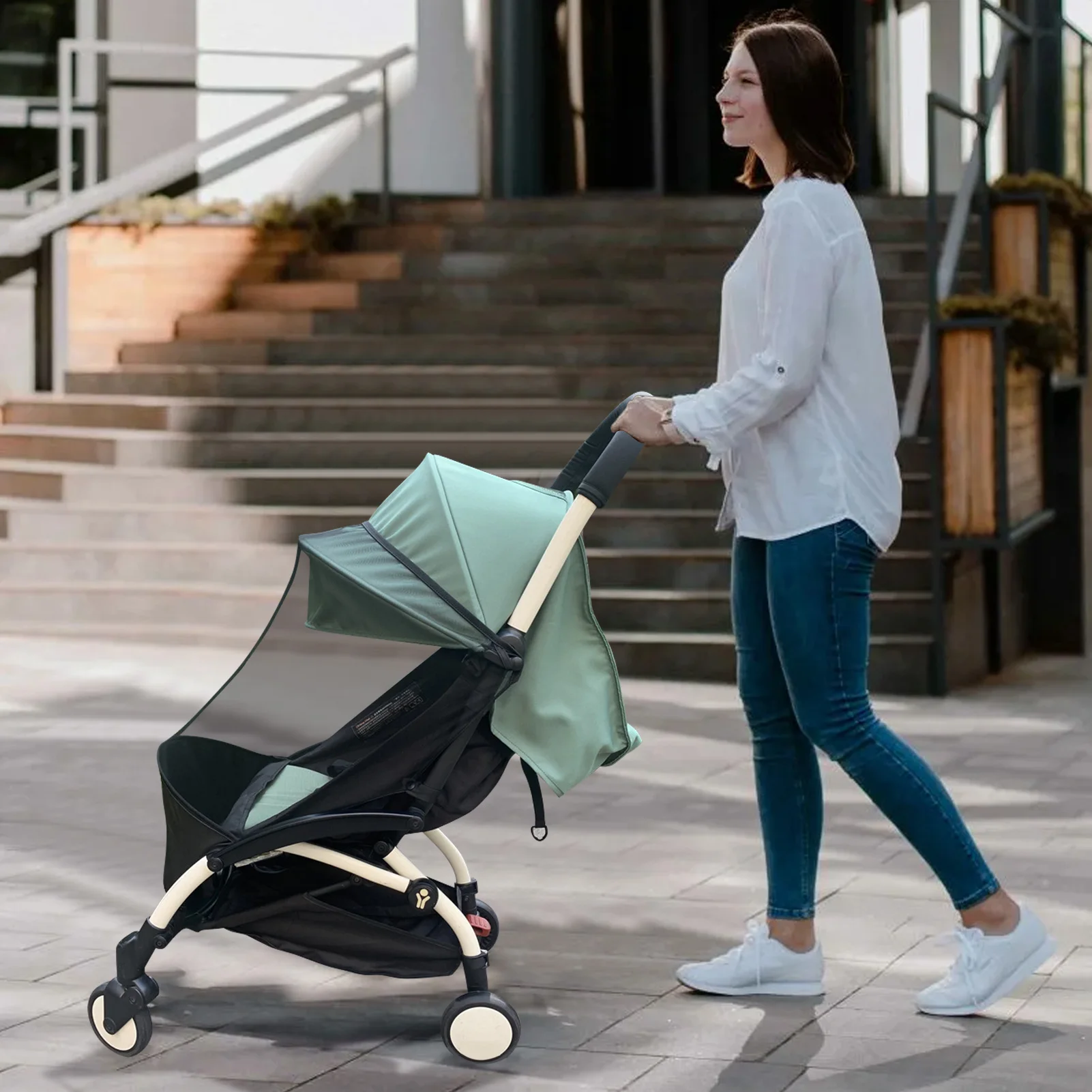 Mosquitera de verano para bebé, silla de paseo, red de protección contra insectos antimosquitos, protección segura, cubierta para cochecito y accesorios de malla