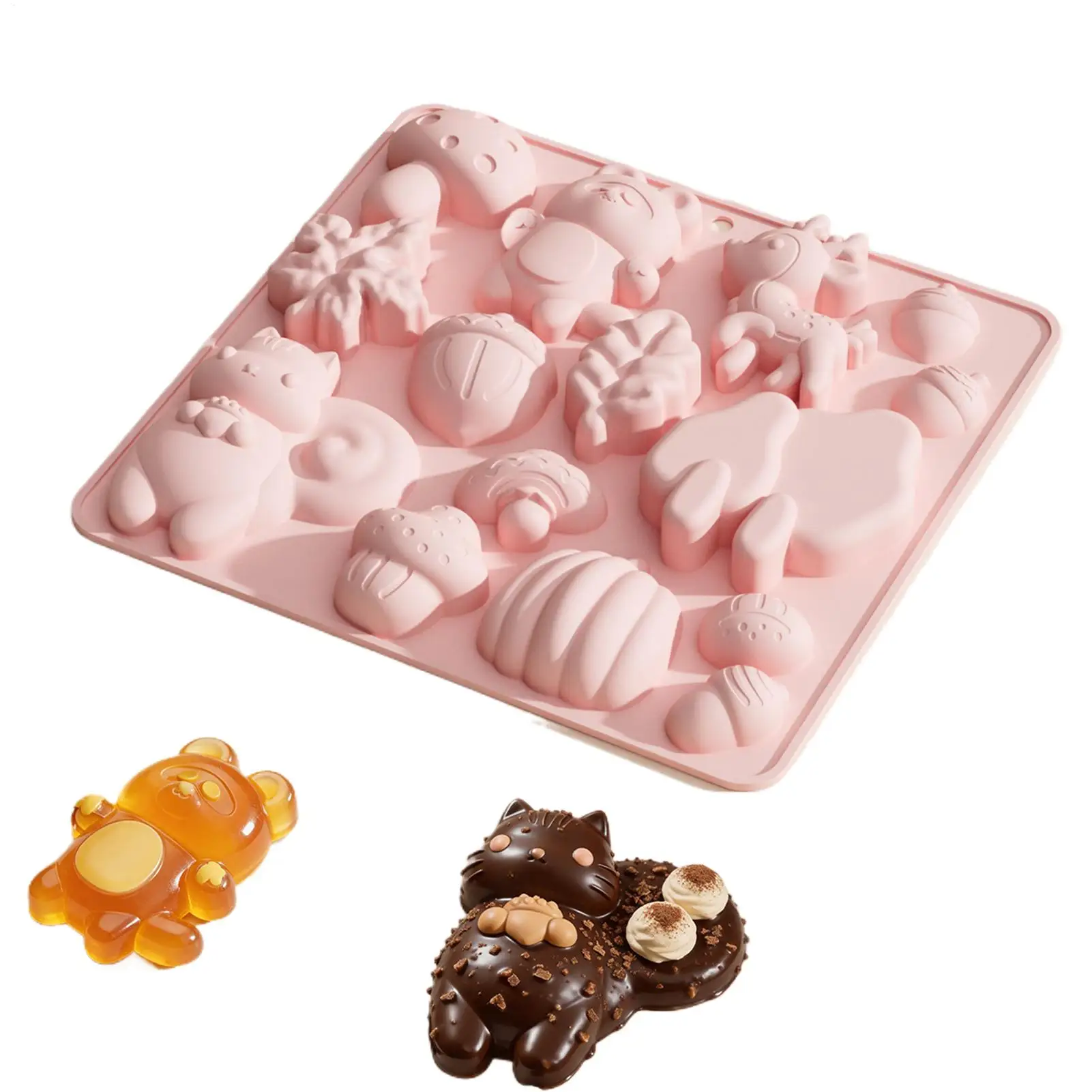 Silicone Candy Molds Animal Non-stick Leaves Acorn Thanksgiving Mould Silicone Baking Molds for Chocolate Gummy Candy Soap