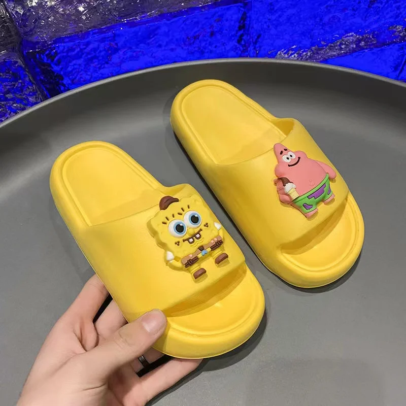 Spongebob Squarepants Summer Autumn women Slippers Cartoon Cute Couple Personality Creative Indoor Outdoor Shoes child Slippers