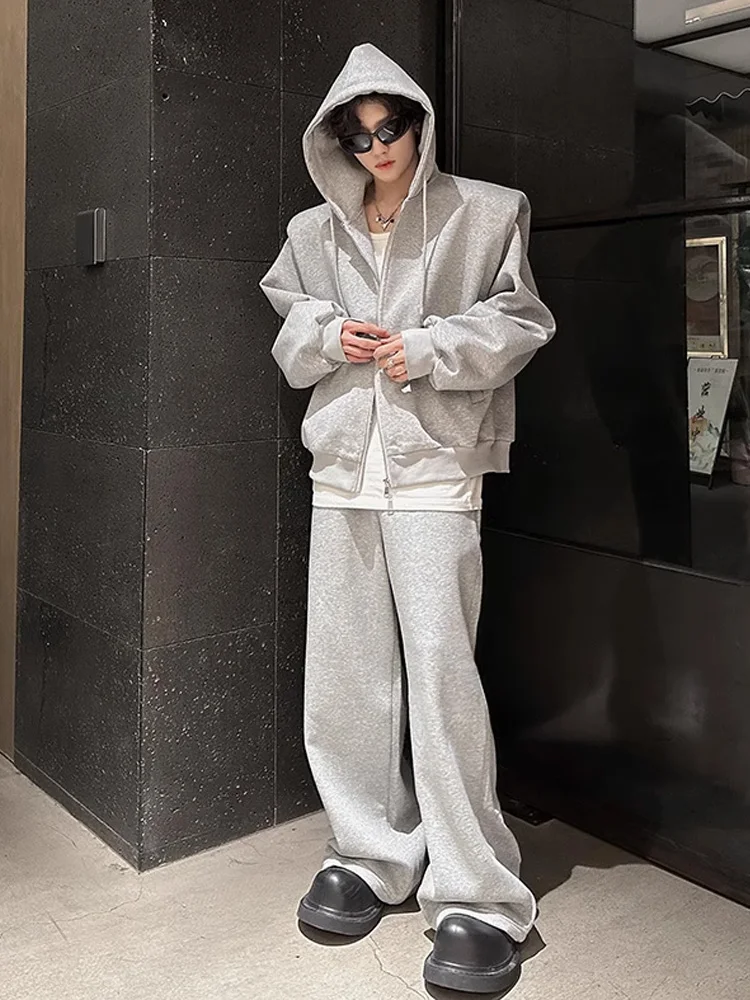 

Мужской повседневный спортивный костюм Cool Haome с подплечниками, толстовка-кардиган с капюшоном и брюки, модный, высококачественный, осенний...