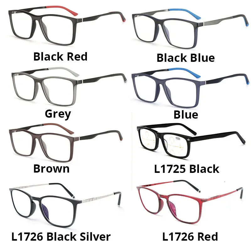 Big Frame Progressive Multifocal Reading Glasses Blue Light Blocking Men's Women TR90 Square Prebyopia Spectacle UV400