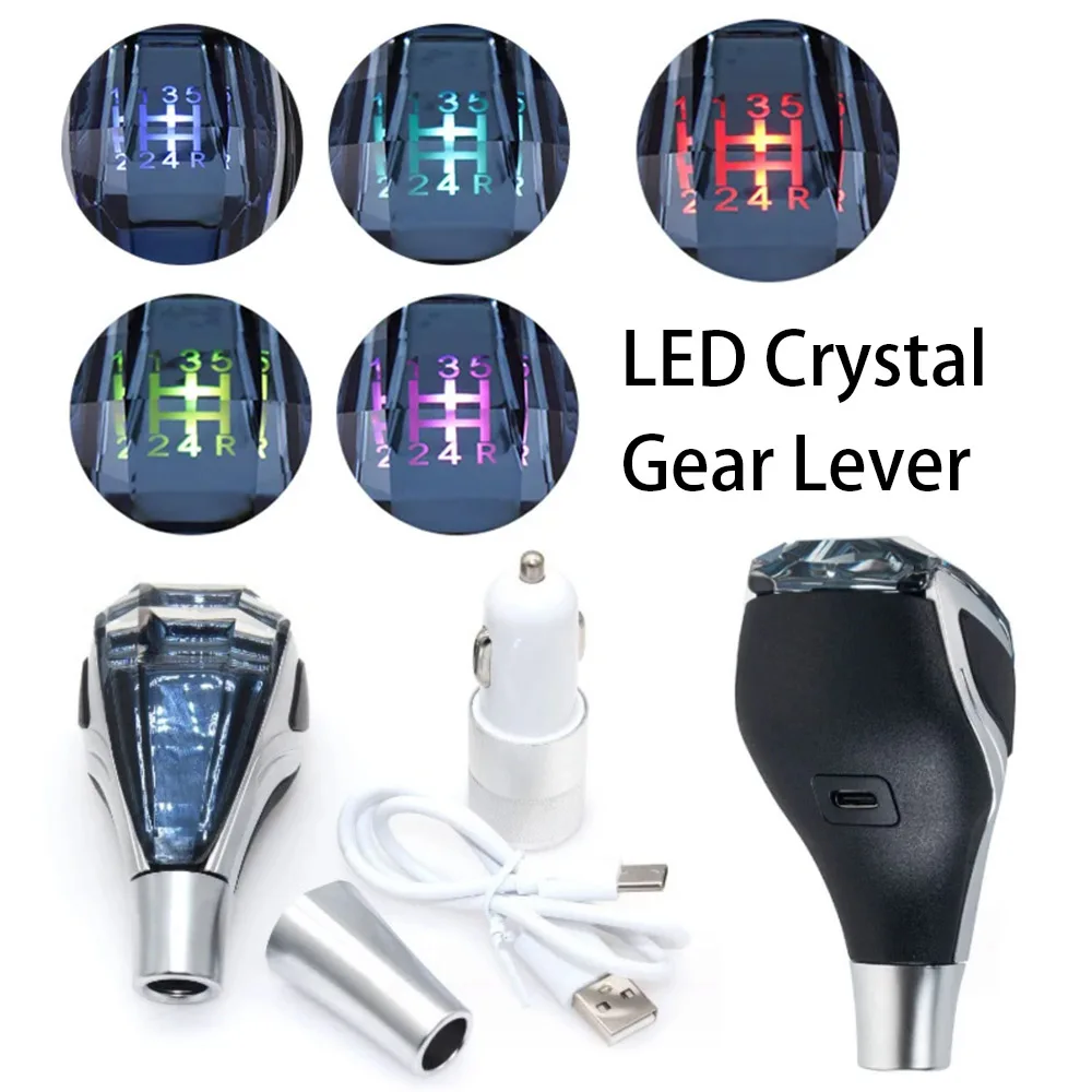 LED-Kristall-Schaltknauf mit farbigem Licht, manuelles und automatisches Getriebe, universell für Toyota/Mitsubishi/Lexus/Honda usw.