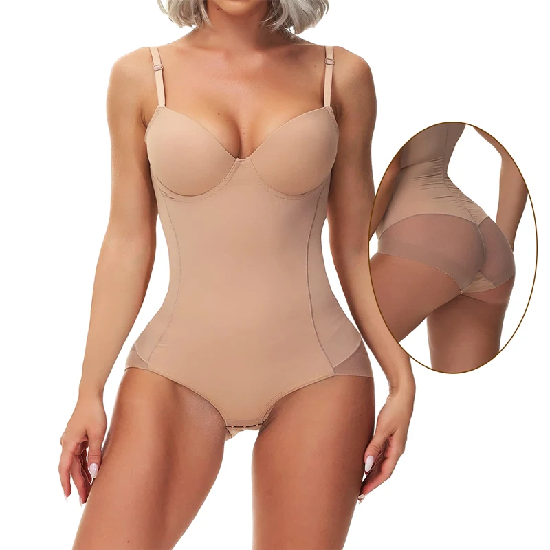 

Full Body Shapewear Built-in-bra Underwear Women's Sexy Bodysuit Tummy Control Fajas Body Shaper with Lace Cutouts Butt Lifter