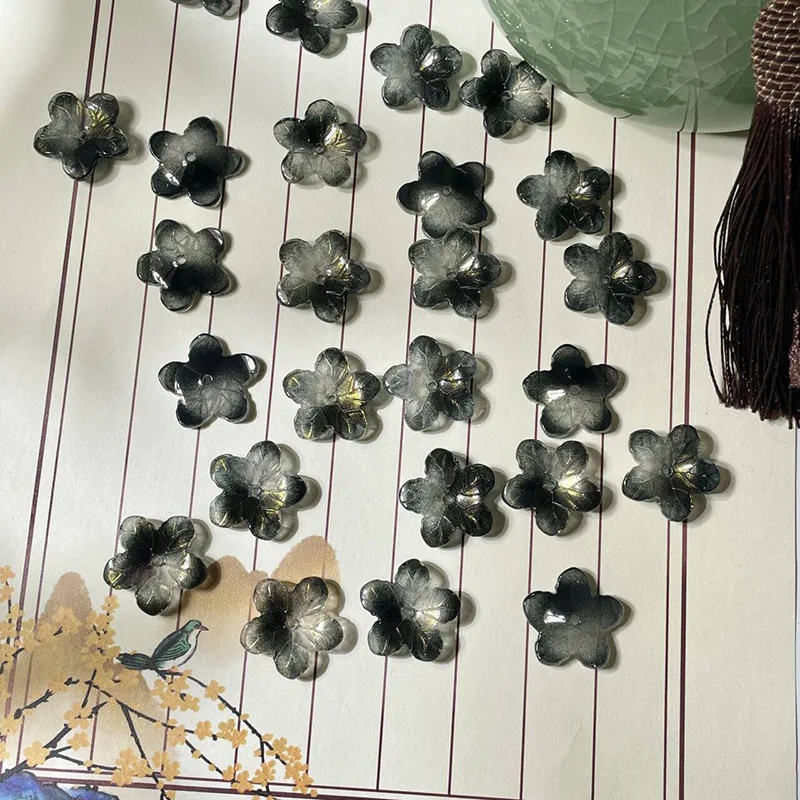 10PCS 21MM Glass Colorful Flower Beads Caps Sakura Flower Shape Beads For Jewelry Making DIY Headwear Earring Accessories Bulk