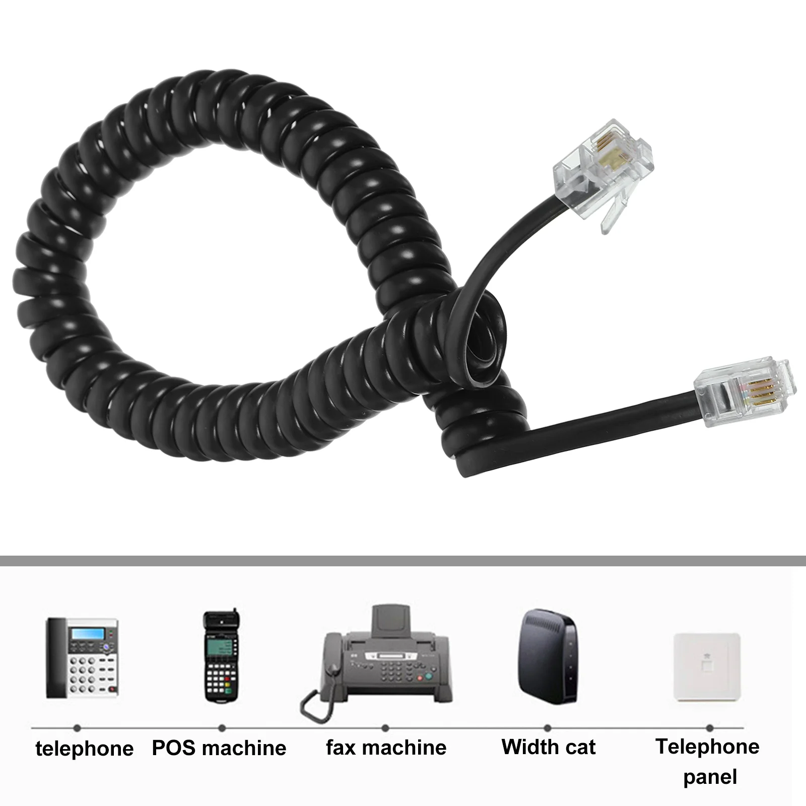 2 Pcs Cord Cable Line Telephone Landline Spring Spiral Coiled Cords Phones