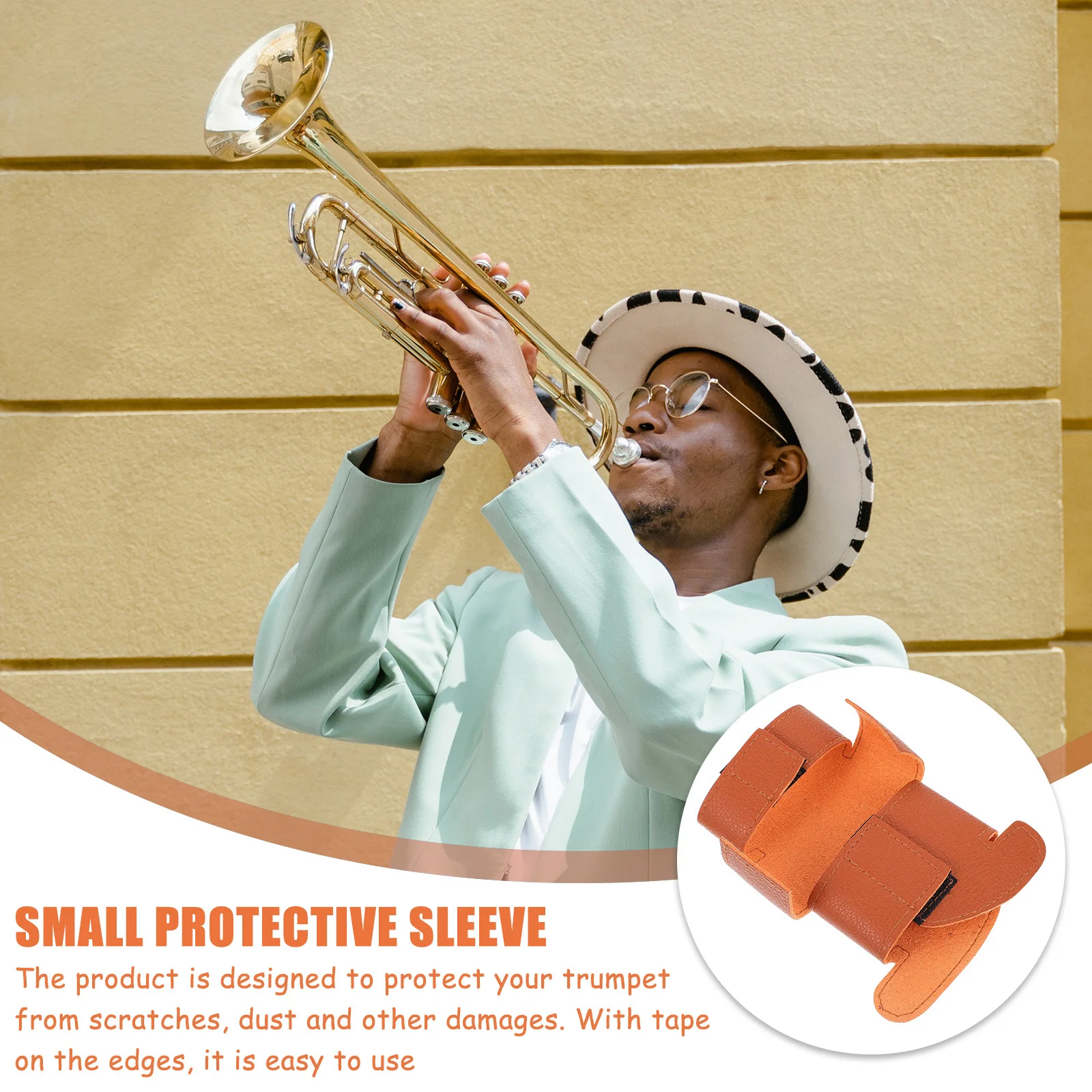 

1Pcs Light Brown Synthetic Trumpet Guard Case Scratch Resistant Easy to Use Accessory Guard Trumpet Strap