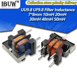 5PCS UU9.8 UF9.8 Common Mode Choke Inductor 10mH 20mH 30mH 40mH 50mH For Filter Inductance Pitch 7*8mm Copper wire