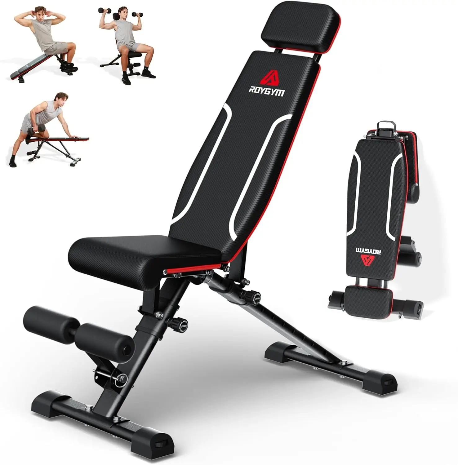 Home Gym Bench Press, Metal, No Color Specified, 880lbs Capacity, Fast Folding, Adjustable with Headrest Workout Bench