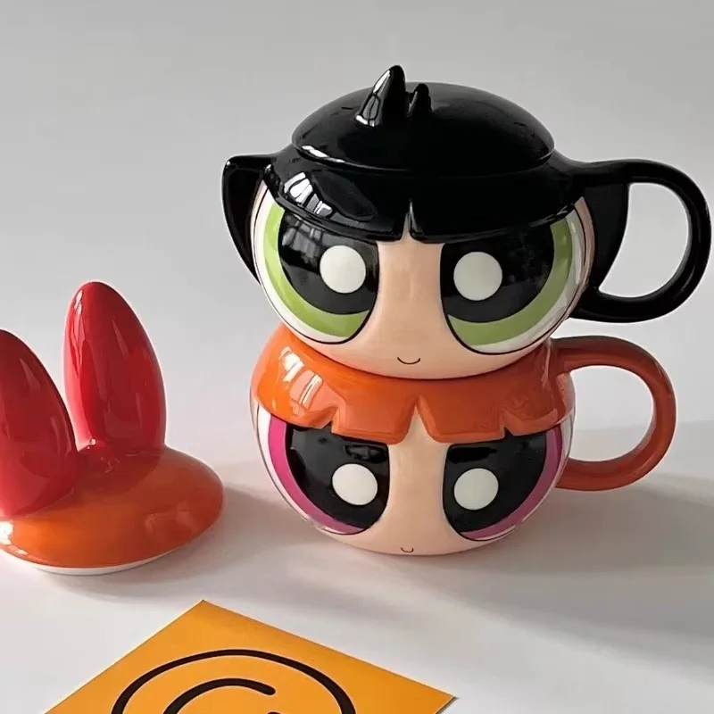 300ml dos desenhos animados caneca de cerâmica kawaii flor buttercup cerâmica estátua ornamentos desktop crianças adulto pão café caneca leite