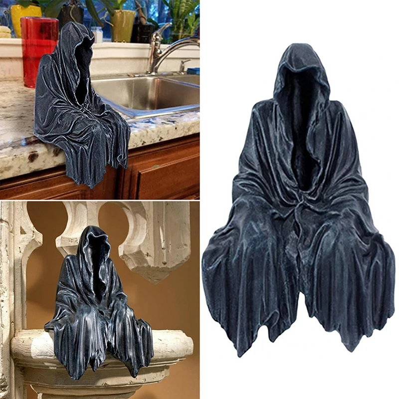 Collection Mysterious Man in Black Sitting Posture Model Figure Resin Statue Home Tables Office Decoration Ornaments Craft Gift