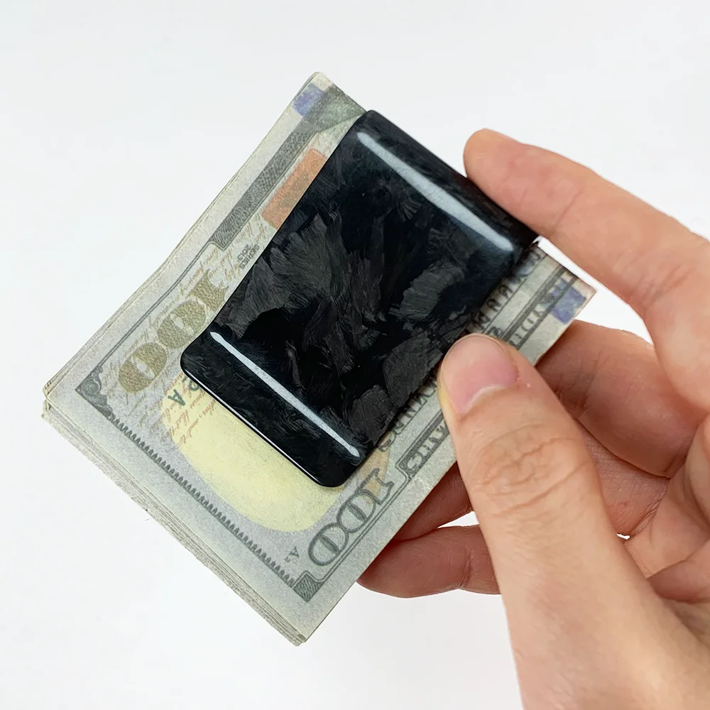 High Quality Black Real Forged Carbon Fiber Money Clip RIFD Slim Card Holder Wallet for Men Women