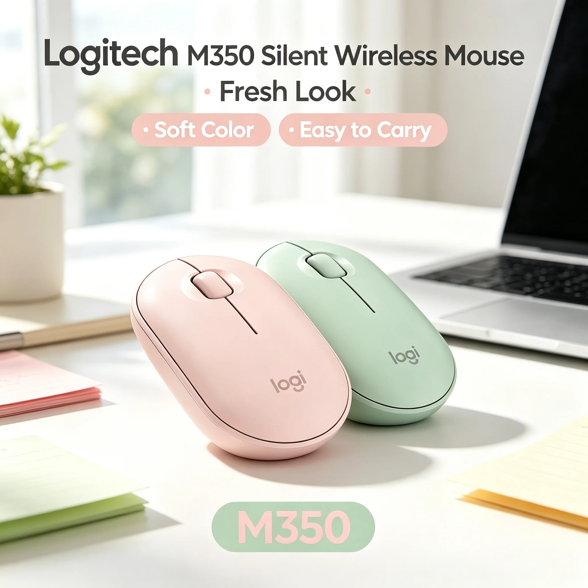 Logitech M350 Pebble 2.4G Wireless Mouse Quiet Click Portable Mice For Notebook Desktop PC