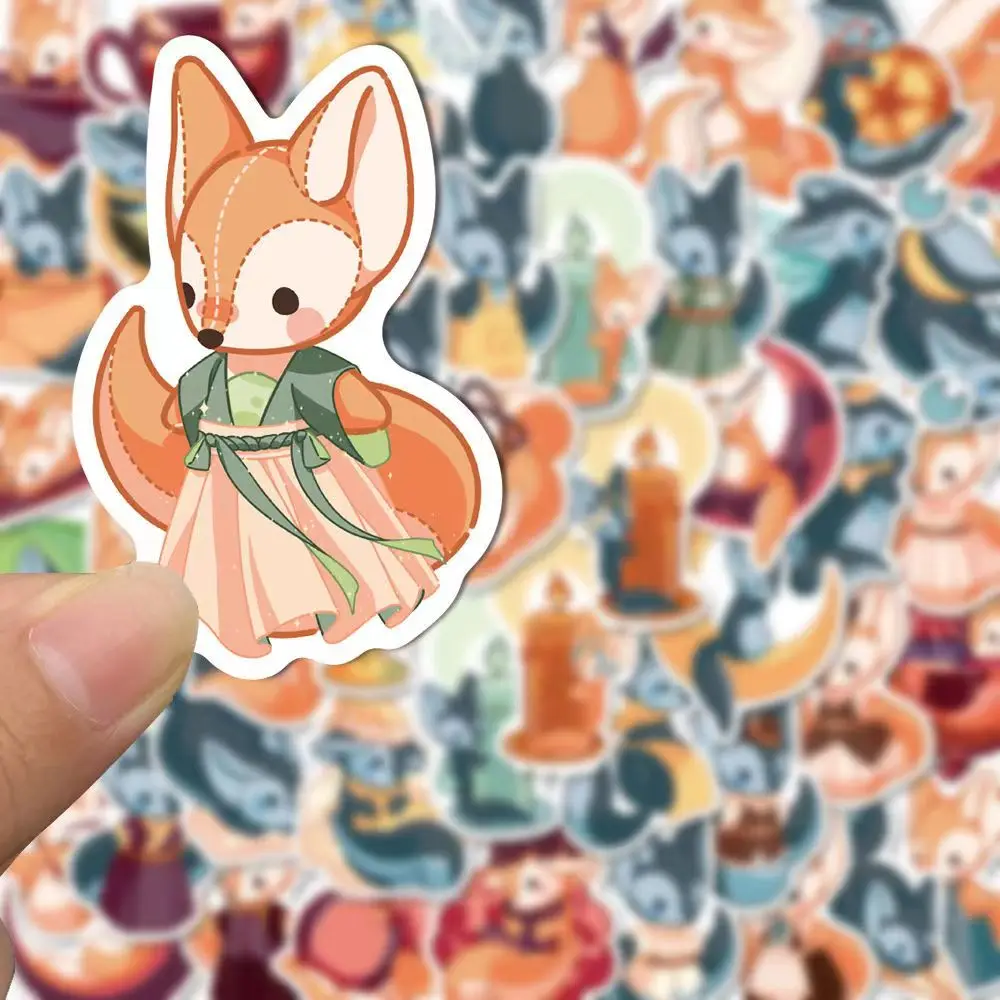 น่ารักการ์ตูน Little Fox Graffiti สติกเกอร์เด็กสติ๊กเกอร์เครื่องเขียน DIY โทรศัพท์กรณีโน้ตบุ๊คสติ๊กเกอร์ตกแต่ง Decals สติกเกอร์