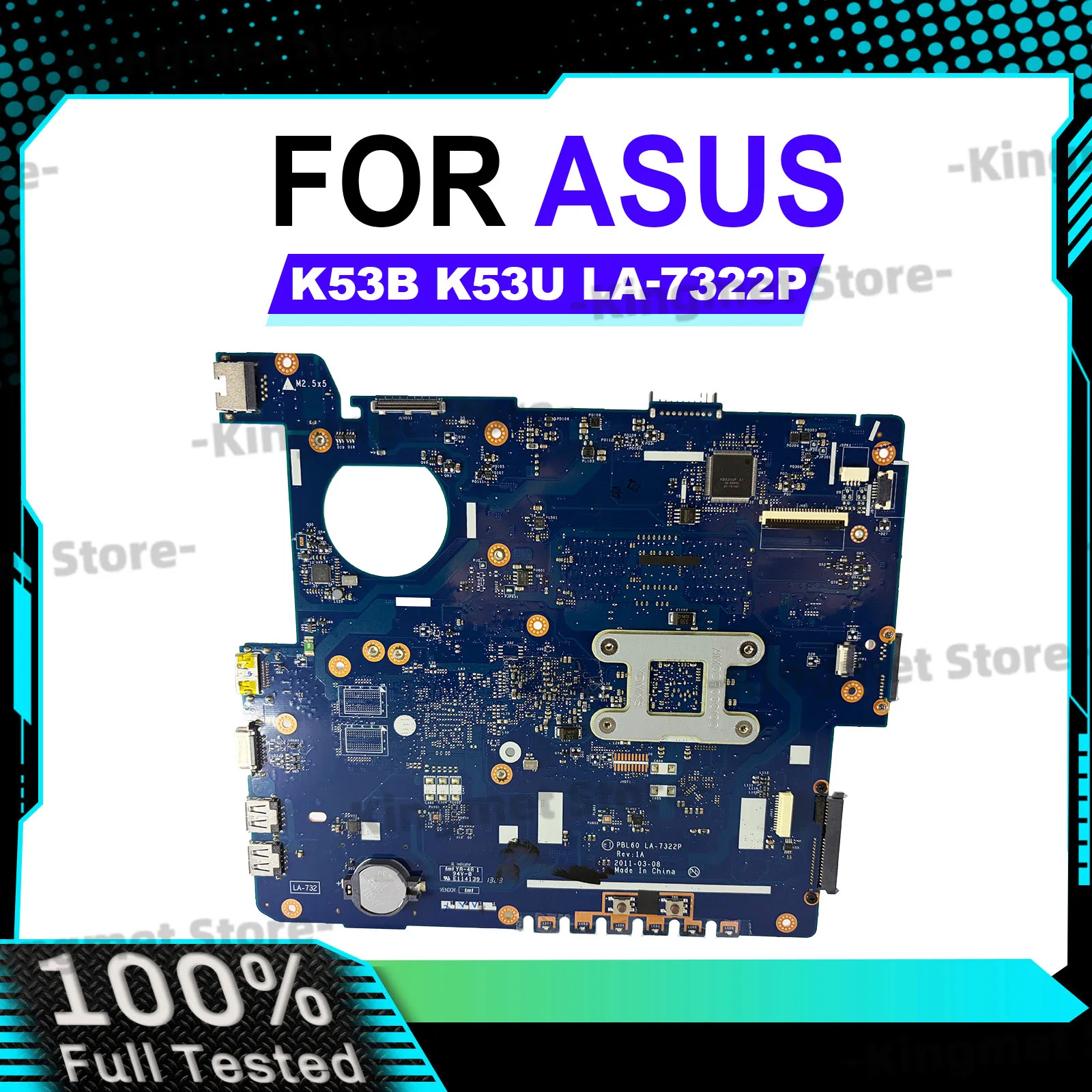 Placa-mãe LA-7322P para Notebook ASUS K43U K43B X43U X43B com CPU 100% testada e aprovada, envio rápido, em estoque.