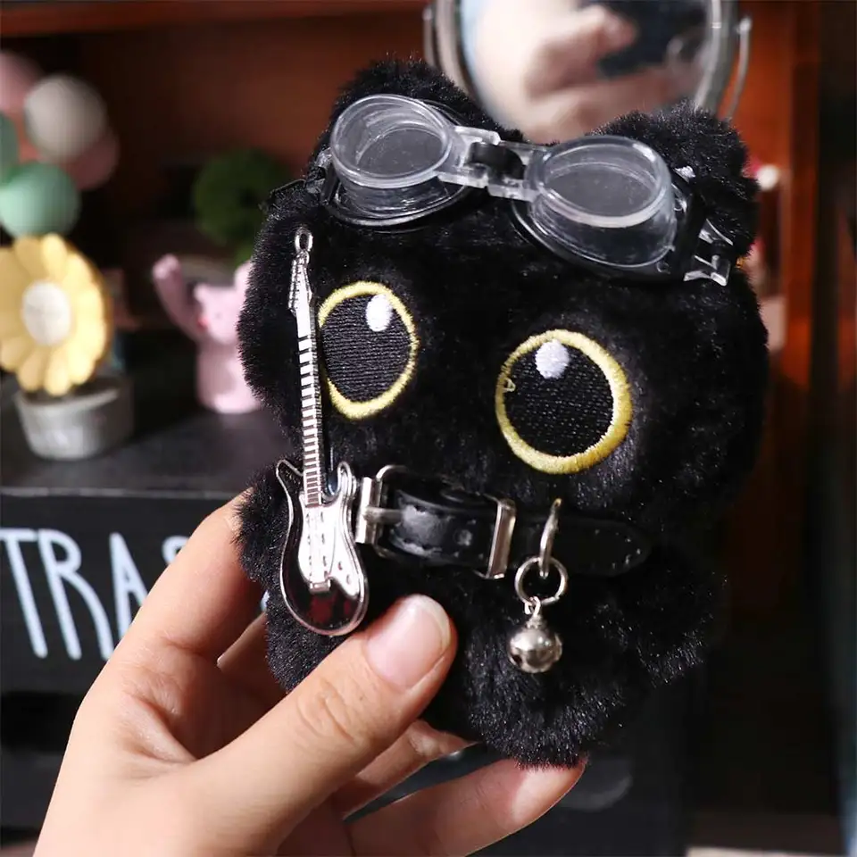Black Cat Plush Keychain Kawaii Cartoon Pendant