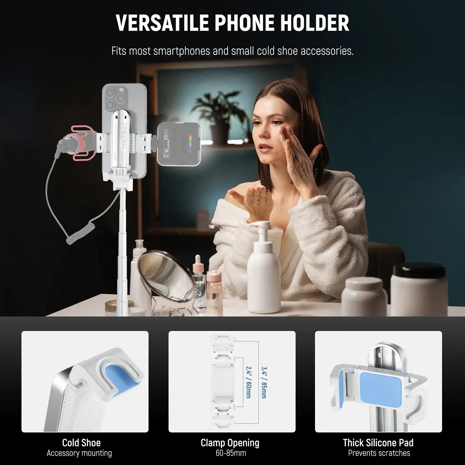 NEEWER P15 3-in-1 Combination Foldable Selfie Stick Handheld Tripod and Hand Grip with Bluetooth Remote Shutter for Smartphone