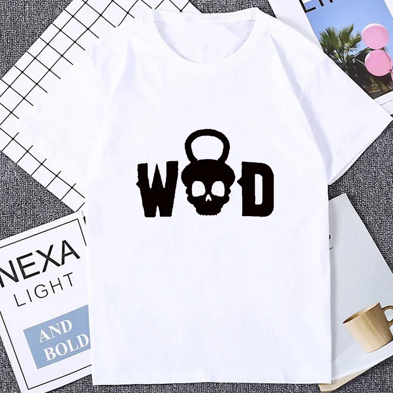 Exercise Training Breathable Clothing WOD Workout Unisex Crossfit Funny Skull Present T-Shirt Streetwear Harajuku Style T Shirt