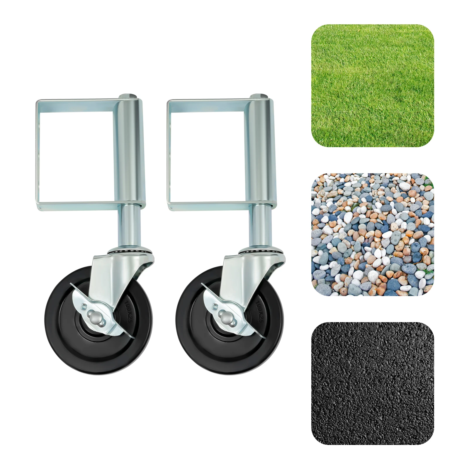 Rodillos de puerta con resorte, juego de 2, para funcionamiento de puerta suave, capacidad de carga de 220 libras, rueda con frenos, fácil instalación