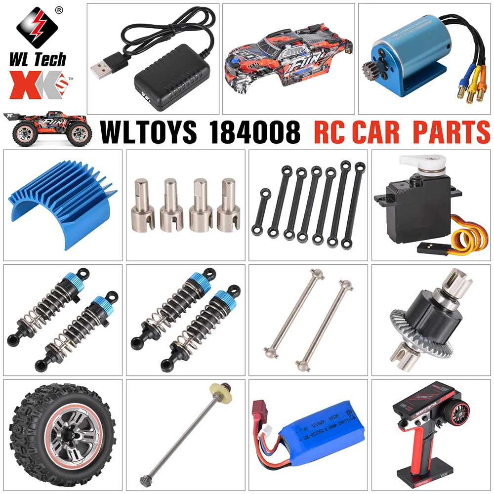 WLtoys XK 1/18 184008 RC Car Spare Parts Digital Servo Charger Steering Rod Shock Absorber Remote Control Motor Tire Body Shell