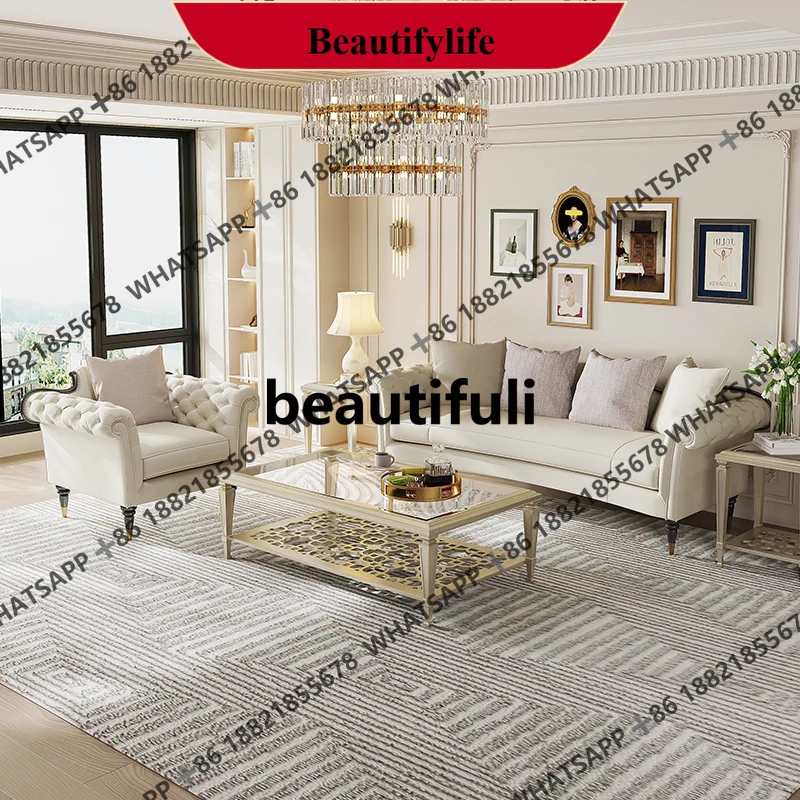 

Q178 Retro French Fabric Sofa Living Room Premium Villa Home Sofa